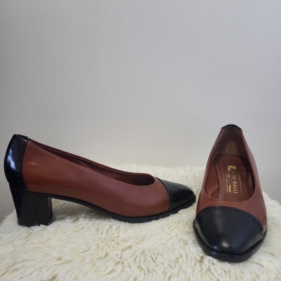 "BRUNO MAGLI "LEATHER, WOMEN'S HEELS (2" Pumps) - BLACK BROWN - Like New - Picture 10 of 14